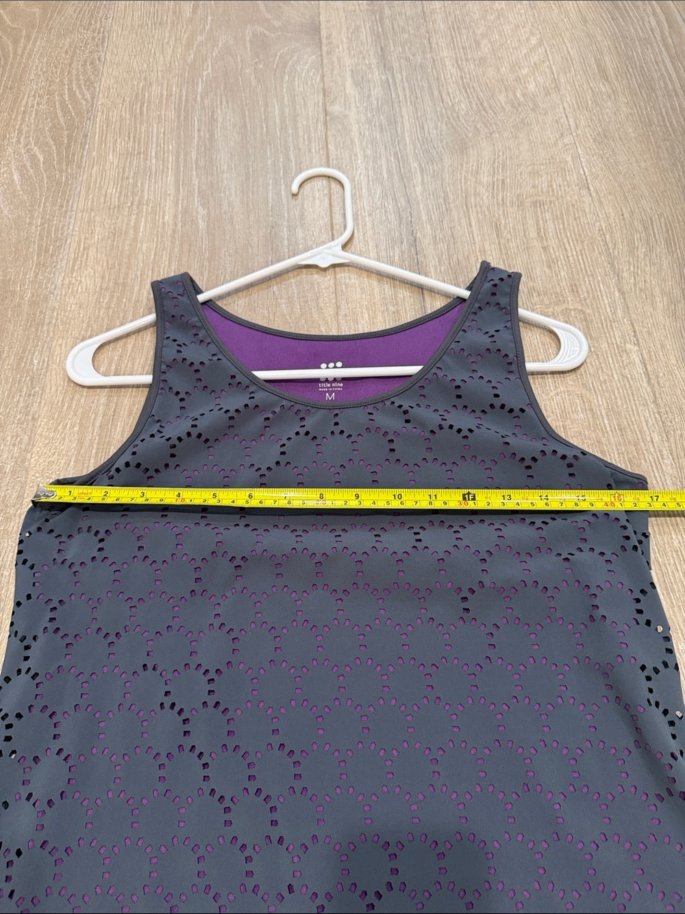 Title Nine Eyelet Sleeveless Swing Dress with Purple Lining - Picture 5 of 6